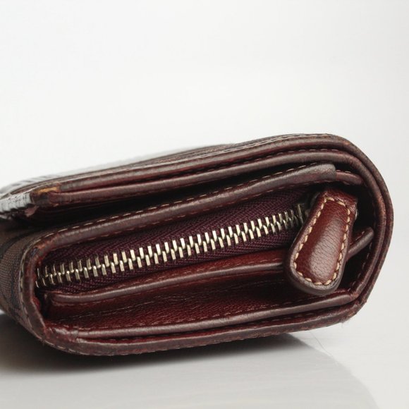 Coach Signature Wallet Multifunction Bifold Jacquard & Burgundy Leather - Picture 8 of 10